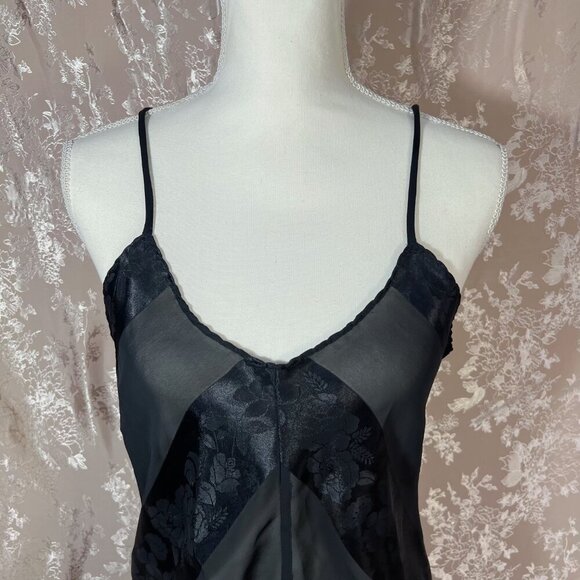 Vintage Tender Moments Black Satin Striped Slip Dress Mini Dress Women's Size M - Picture 2 of 8